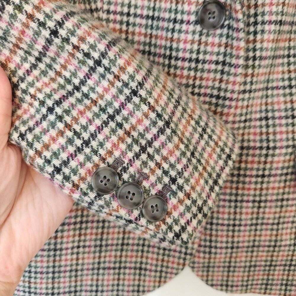 Talbots Houndstooth Check Wool Blazer Owl Print Fall Winter Office Classic 12 - Picture 7 of 11